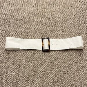 Banana Republic White Belt with Tortoise Buckle